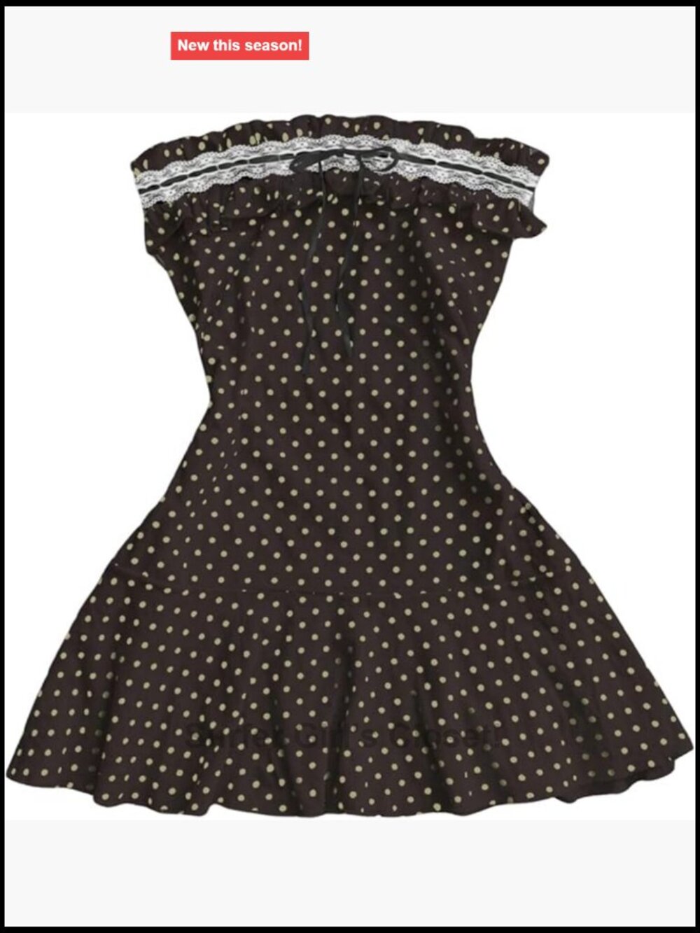 Polka Dot Ruffle Mini Dress Sleeveless Tube Strapless A-Line